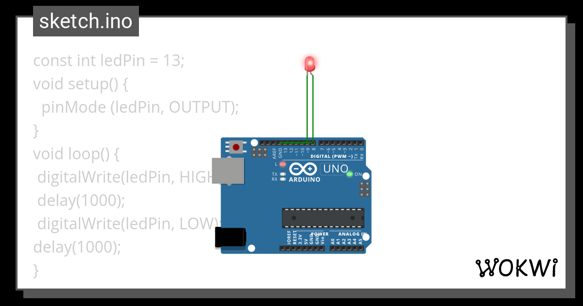 LED BLINKING USING ARDUINO UNO - Wokwi ESP32, STM32, Arduino Simulator