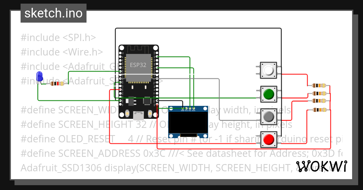MENU 128x32 - Wokwi ESP32, STM32, Arduino Simulator