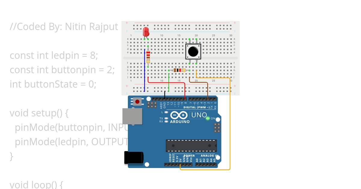 5.	Blinking LED though Button simulation