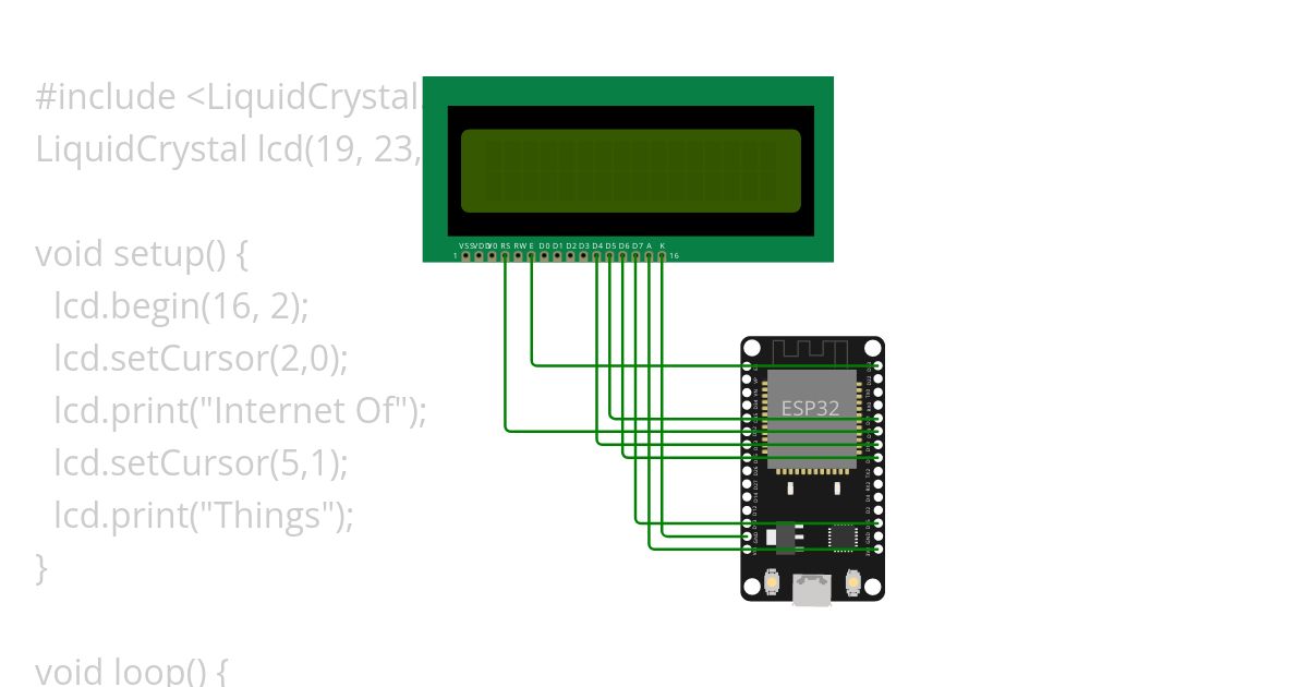 ESP32 with LCD 4 Bit Mode simulation