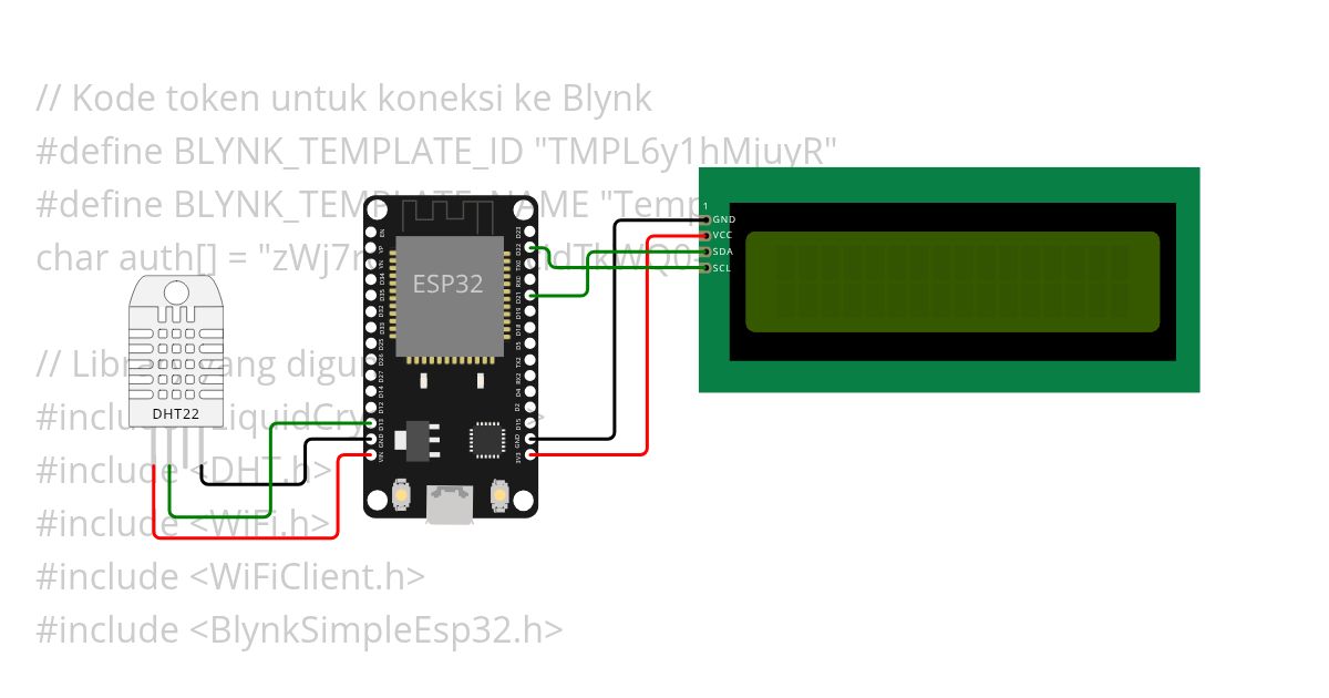 DHT22 with Monitor using esp32(Blynk monitoring) simulation