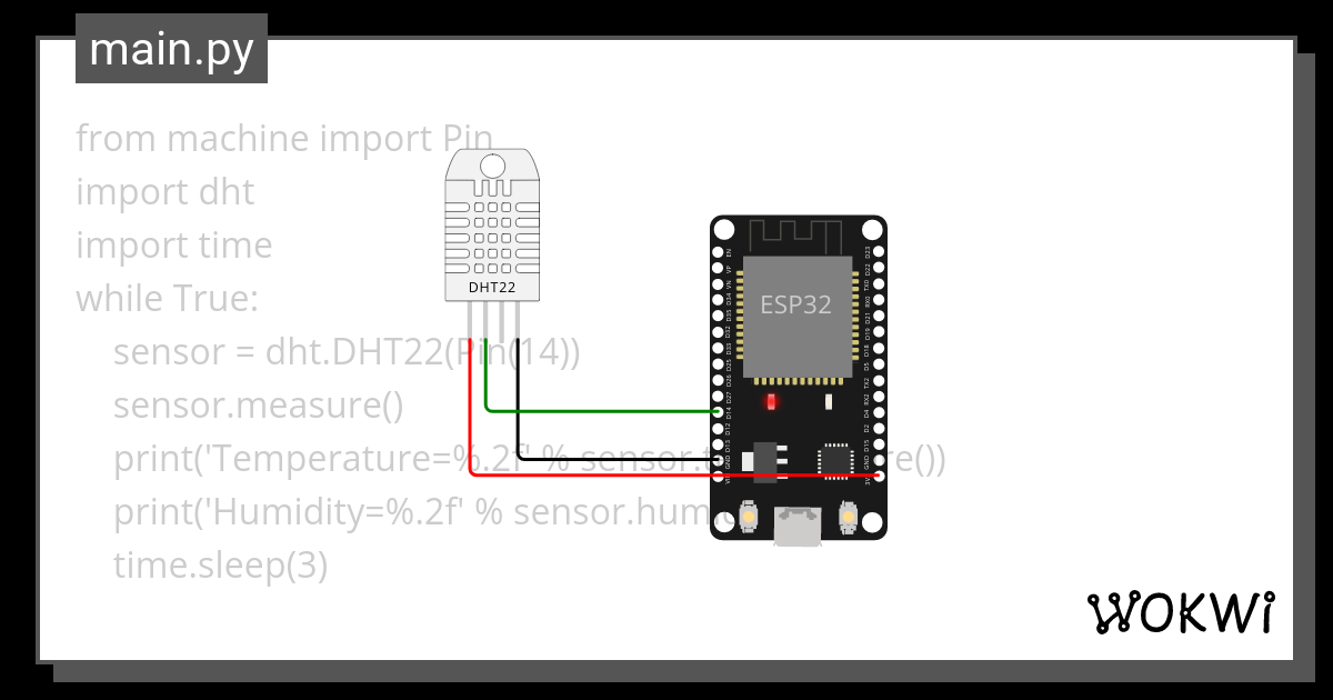 PYTHON DHT22 - Wokwi ESP32, STM32, Arduino Simulator