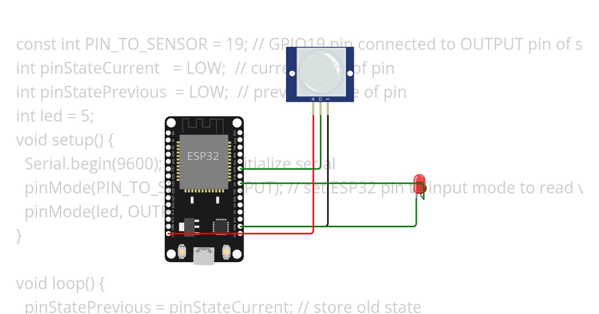 PIR (motion sensor) ESP32 simulation