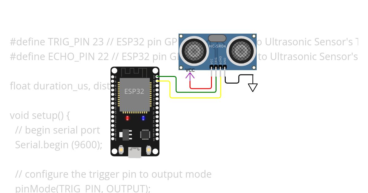 Ultrasonic Sensor with esp32 simulation