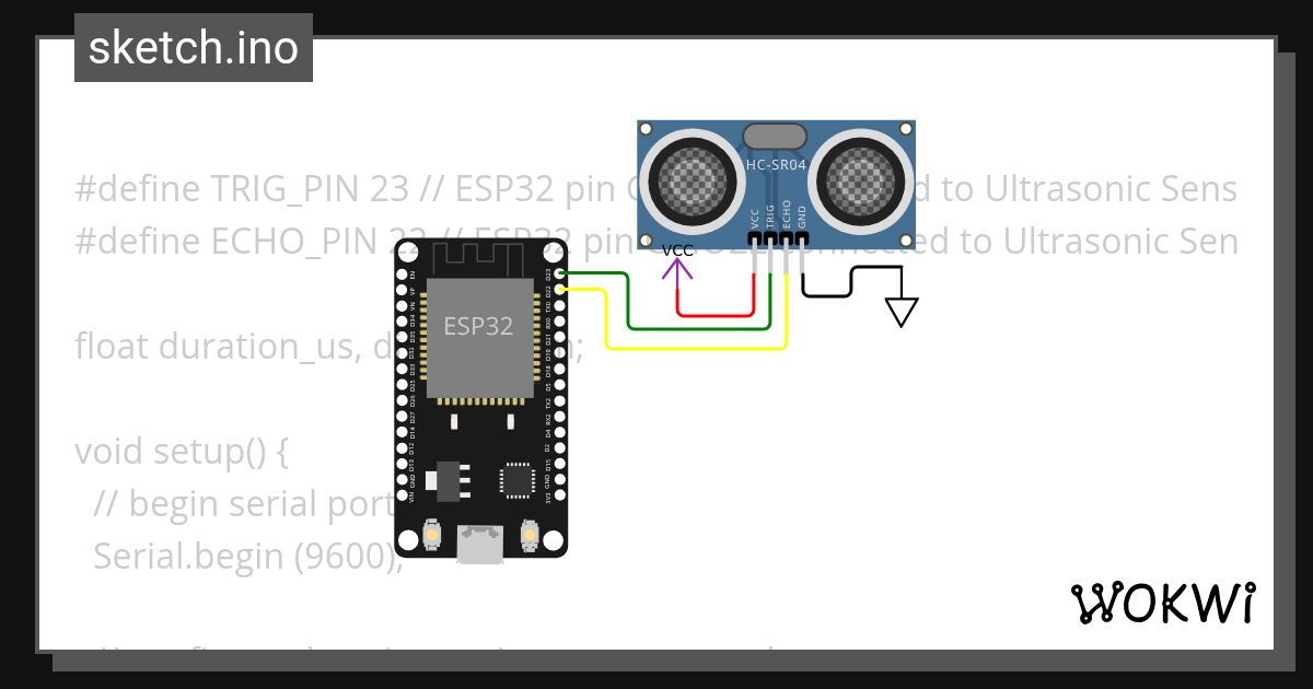 Ultrasonic Sensor with esp32 and LED - Wokwi ESP32, STM32, Arduino ...