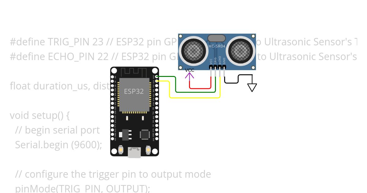 Ultrasonic Sensor with esp32 and LED simulation