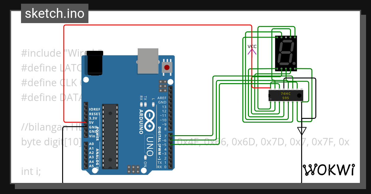 Seven Segment Serial - Wokwi ESP32, STM32, Arduino Simulator