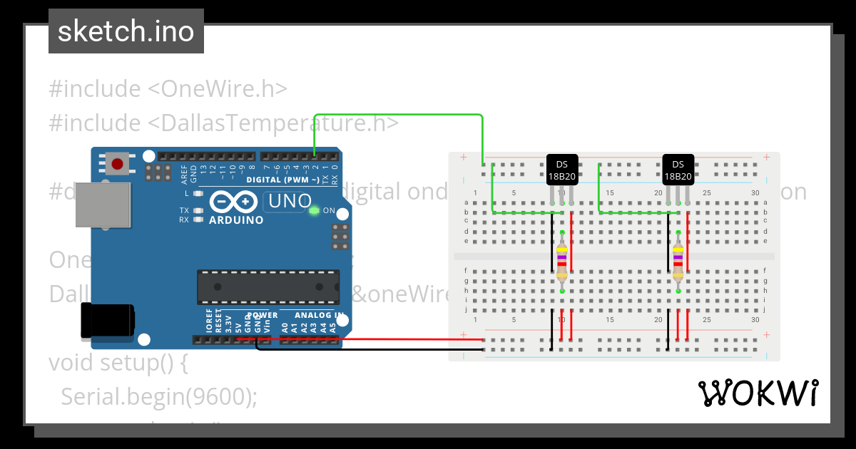 Ds18b20 - Wokwi Esp32, Stm32, Arduino Simulator