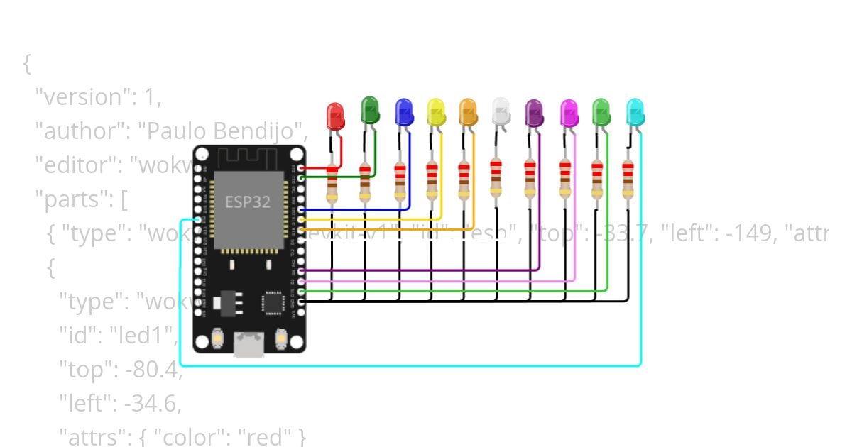 10 LED Blinking Lights Finished simulation