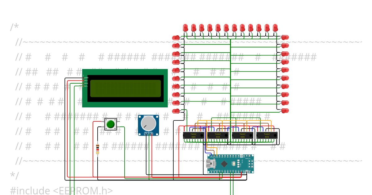 74hc595 shift register 32 bit simulation