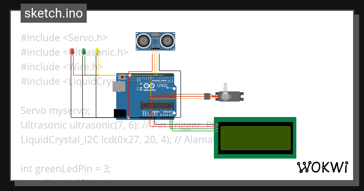 servo with ultrasonic - Wokwi ESP32, STM32, Arduino Simulator