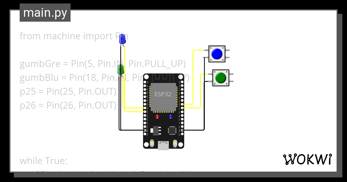 Pushbuttons To LEDs ESP Wokwi ESP STM Arduino Simulator