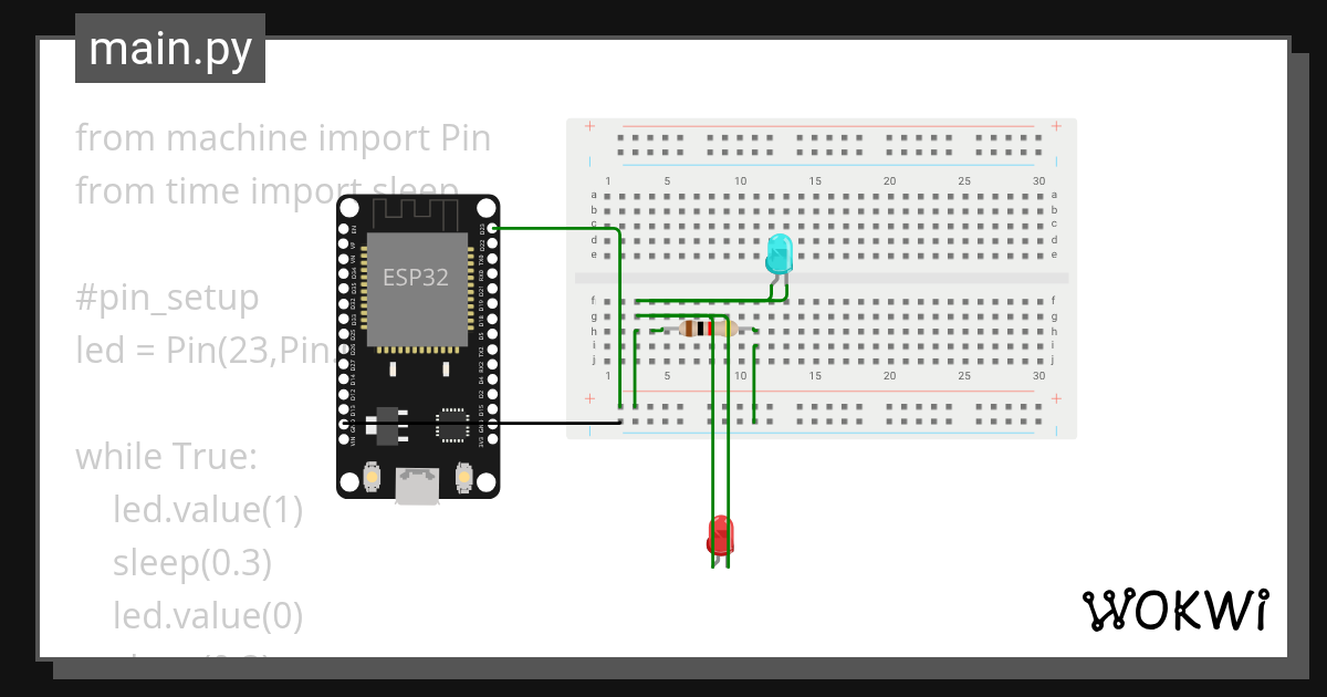 LED flicker Wokwi ESP32, STM32, Arduino Simulator