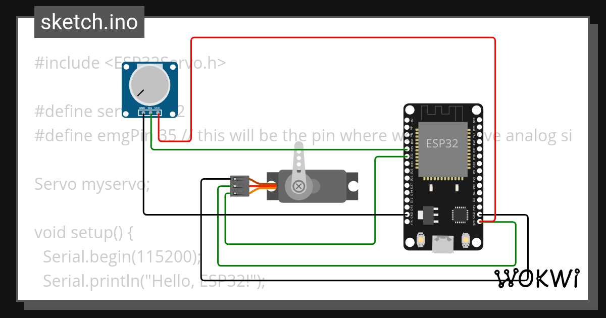 emg sensor demo - Wokwi ESP32, STM32, Arduino Simulator
