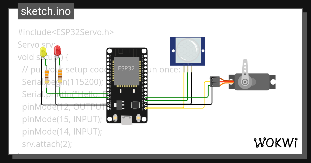 PIR Motion Sensor - Wokwi ESP32, STM32, Arduino Simulator