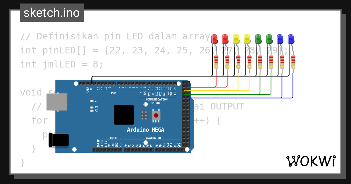 led array - Wokwi ESP32, STM32, Arduino Simulator