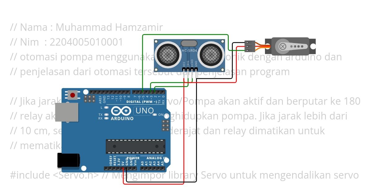 otomasi pompa menggunakan sensor ultrasonic simulation