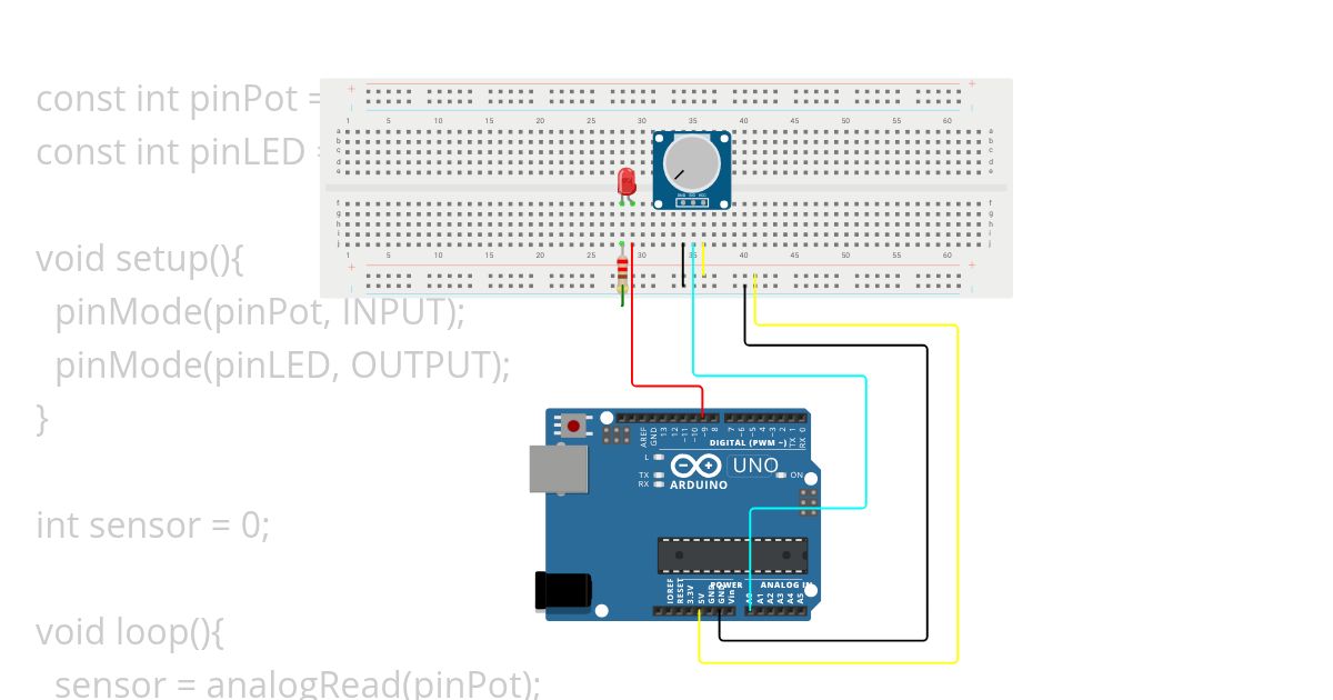 Menyalakan LED Dengan Trimpot2  STD simulation