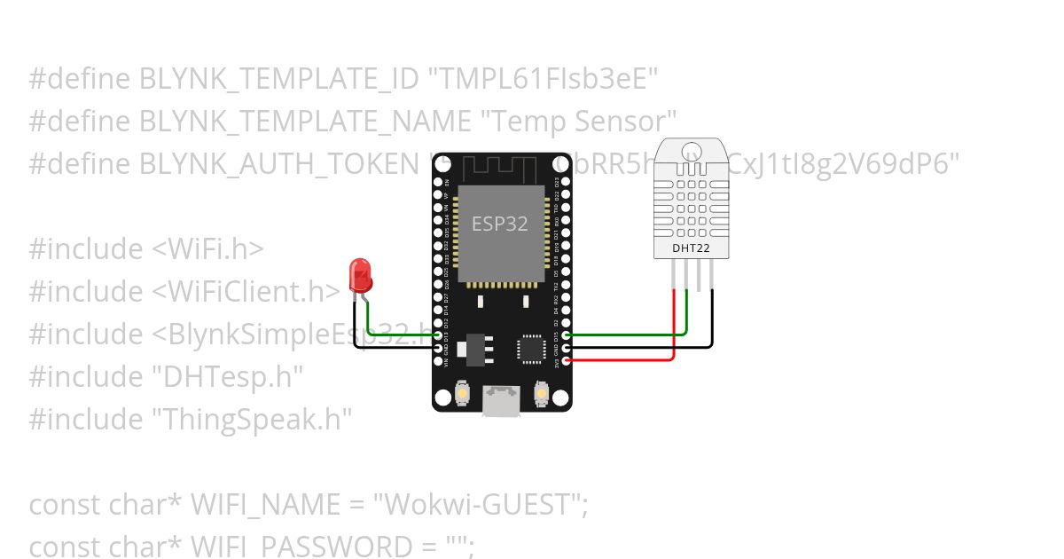 Temp Sensor with Blynk & Thingspeak simulation