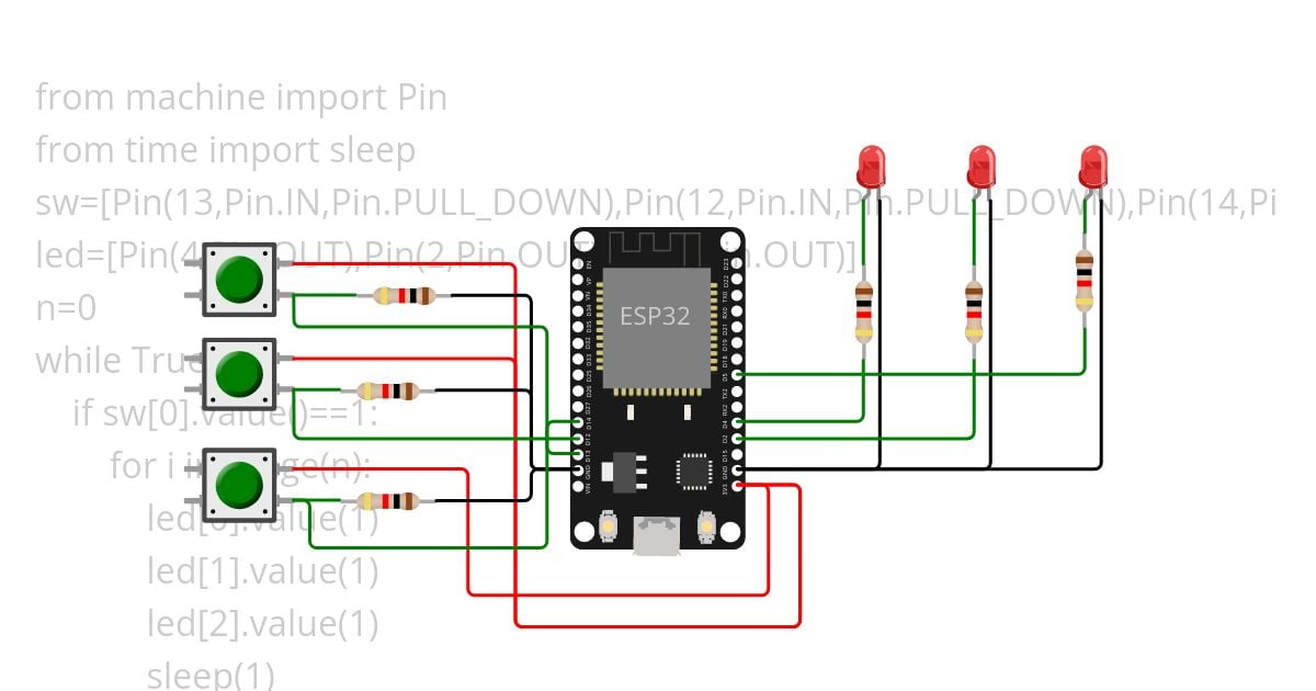 esp32 swtich led  simulation