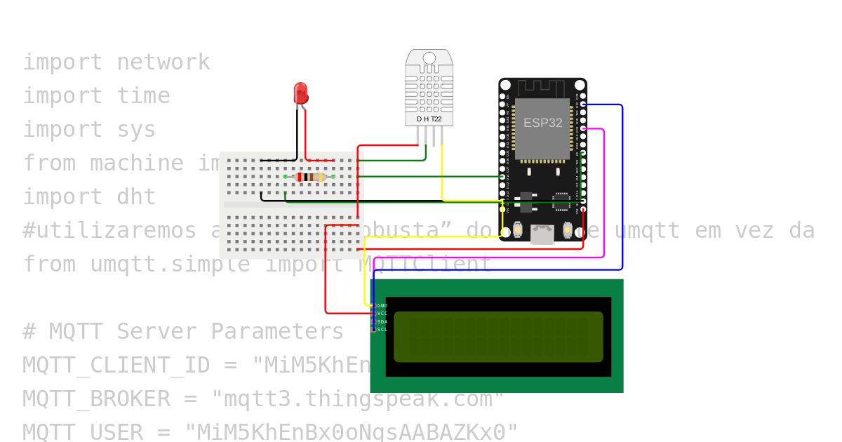 MicroPython DHT22 Sensor with LCD and MQTT Publish/Subscribe (ESP32) Termostate TControl