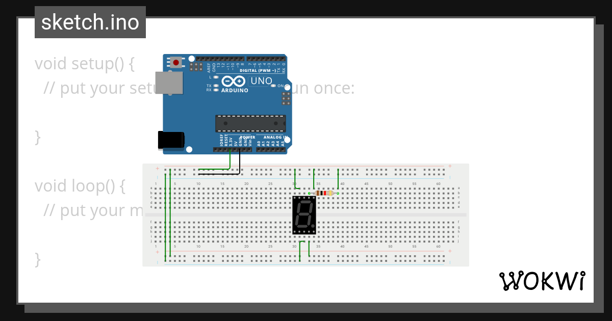 Arduino 7 Seven Segment Display - Wokwi ESP32, STM32, Arduino Simulator