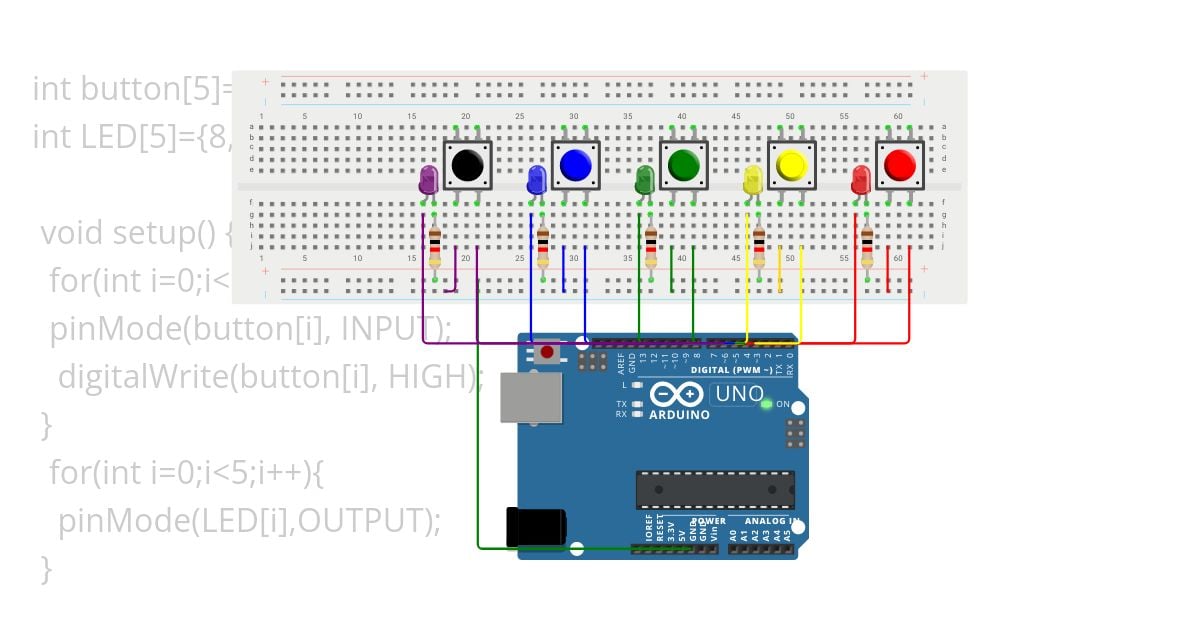 arduino button 5 simulation