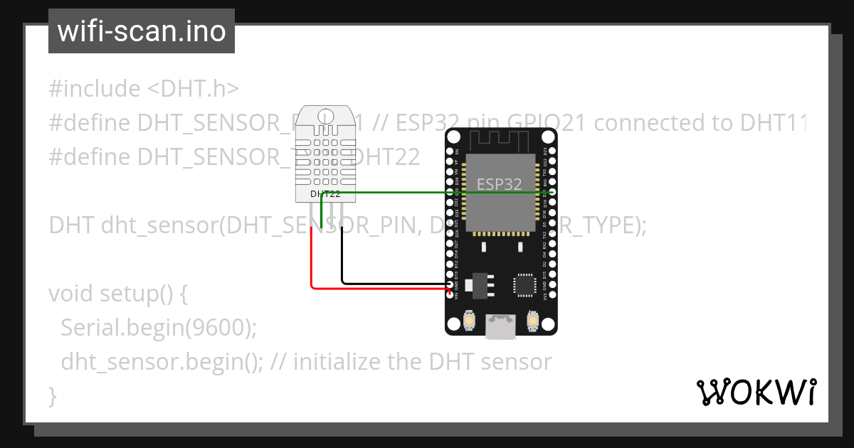 DHT Interface with ESP22.ino - Wokwi ESP32, STM32, Arduino Simulator
