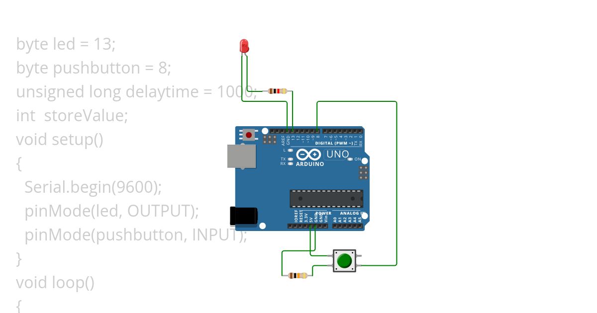 1 LED  1 push button simulation