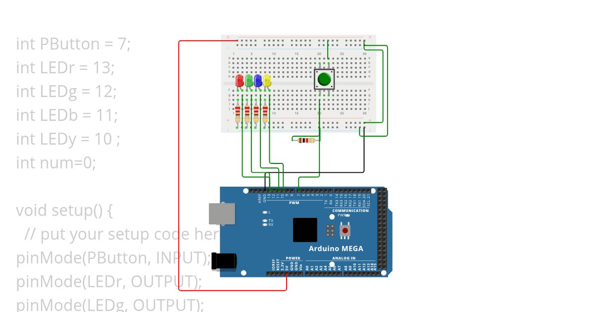 Push button blink series simulation