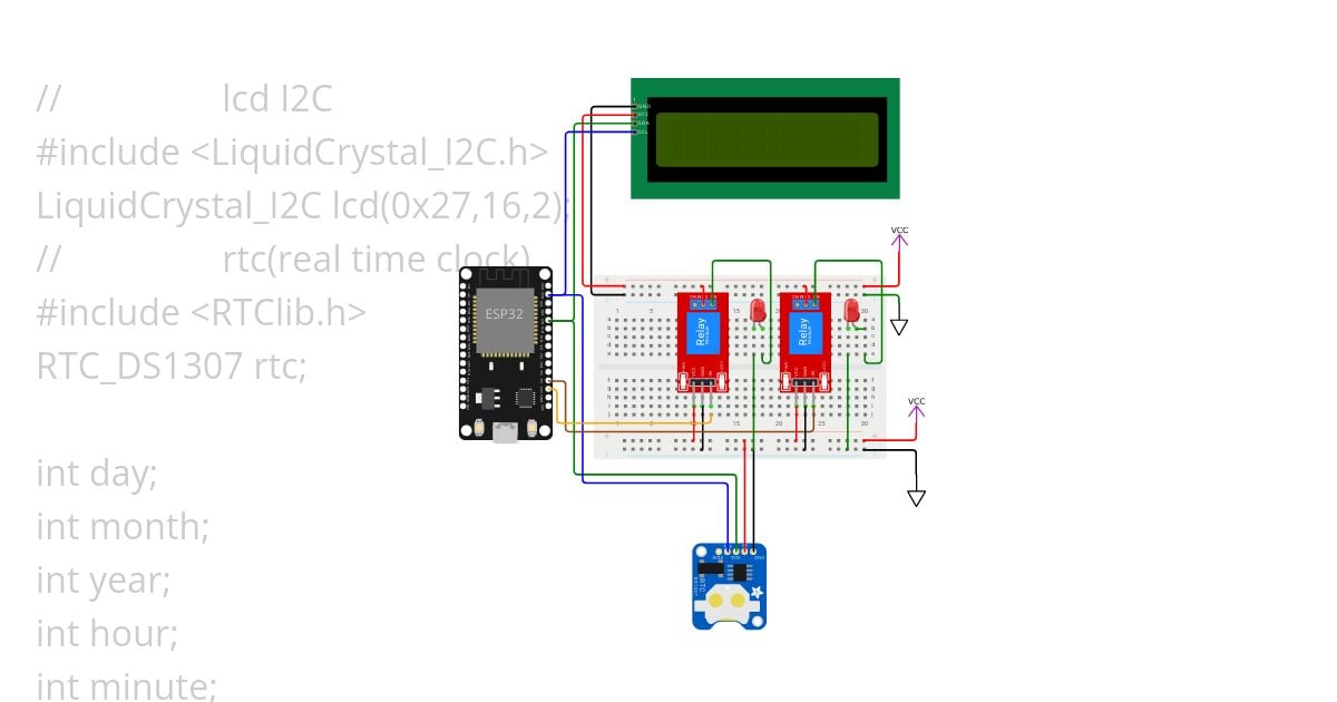 esp32 lcd rtc  daysOfTheWeek /รายละเอียด simulation