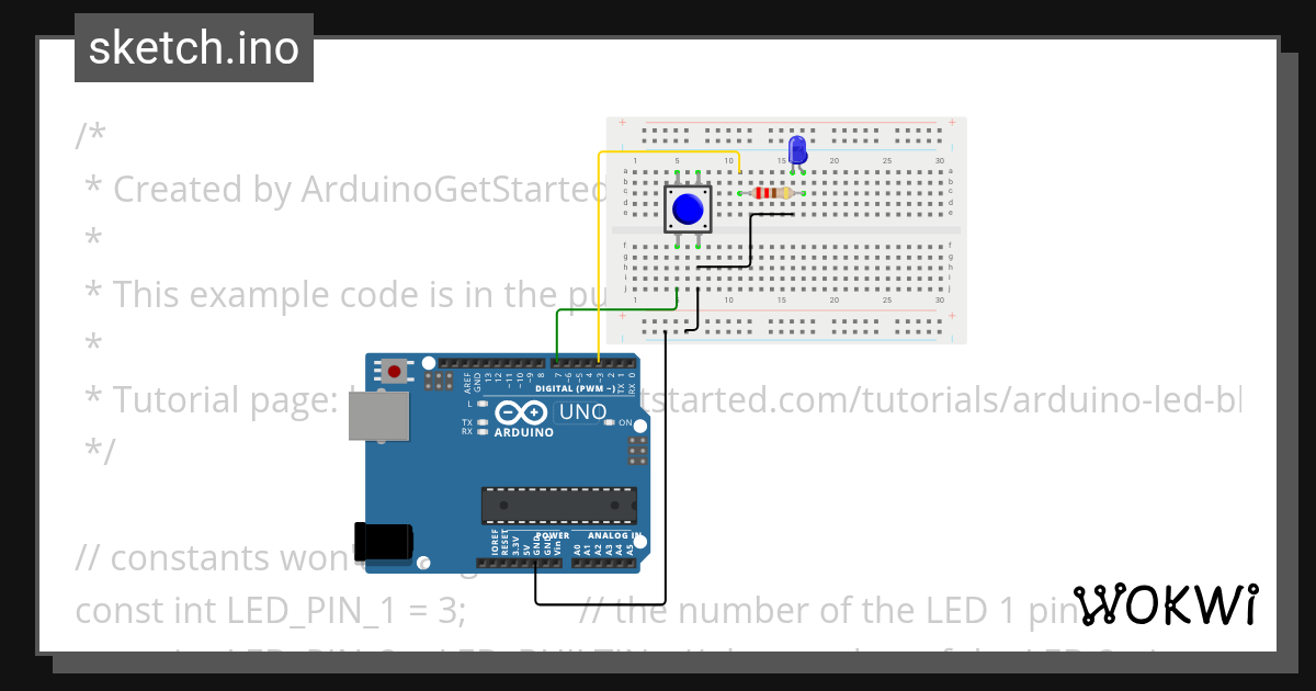 LED Blink with millis fn Wokwi ESP32, STM32, Arduino Simulator