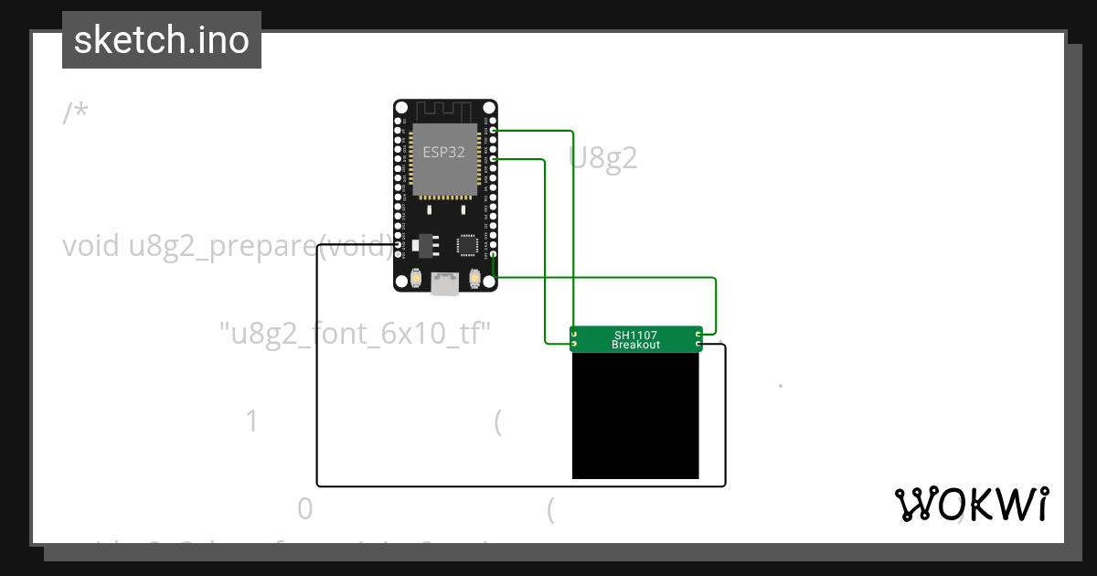CUSTOMCHIP_sh1107 u8g2_oled_test - Wokwi ESP32, STM32, Arduino Simulator