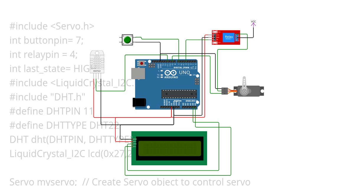 lcd display Relay Servo Motor  simulation