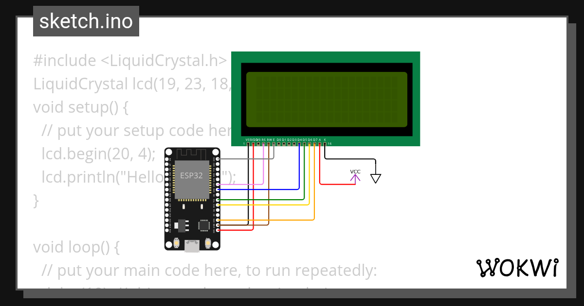 LCD Display - Wokwi ESP32, STM32, Arduino Simulator