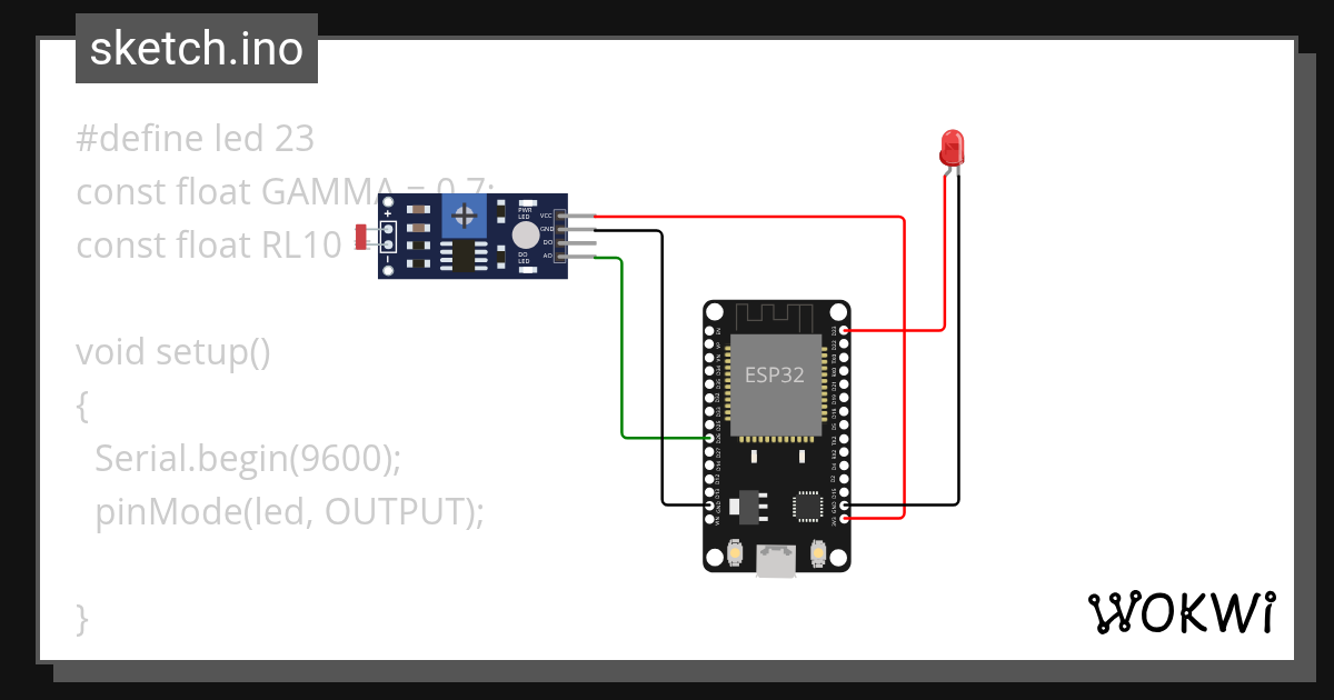 LDR ESP32 LUX METER Wokwi ESP32, STM32, Arduino Simulator