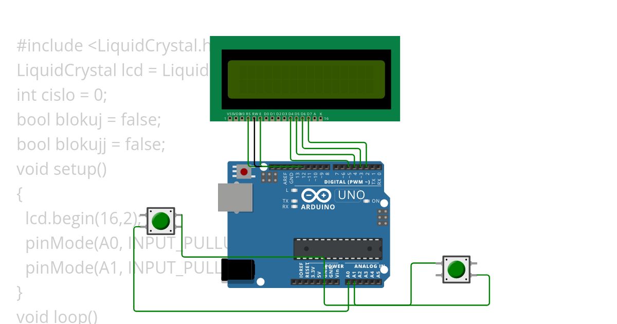 lcd display tlacitko simulation