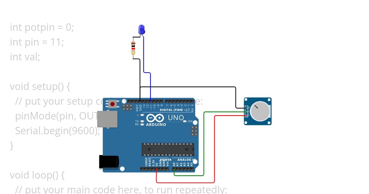 EXP-12 : LED ON/OFF WITH POTENTIOMETRE simulation