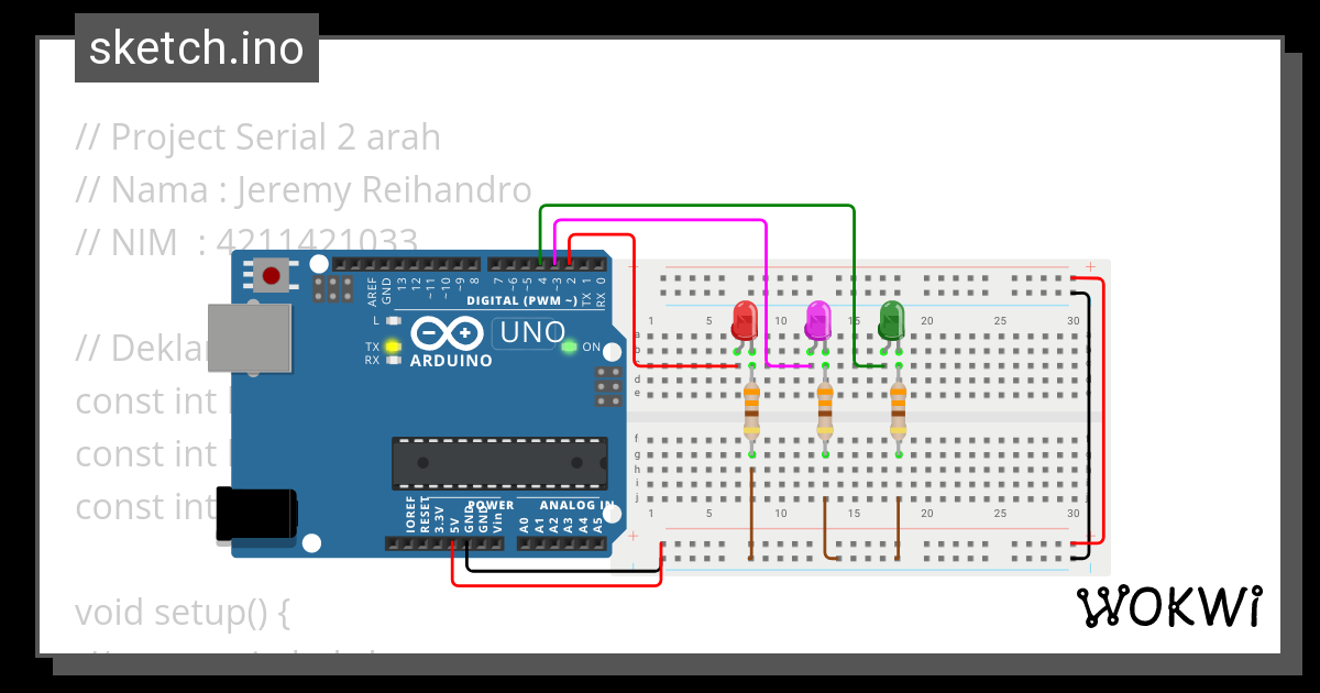 Projek Arduino Seriah 2 Arah - Wokwi ESP32, STM32, Arduino Simulator