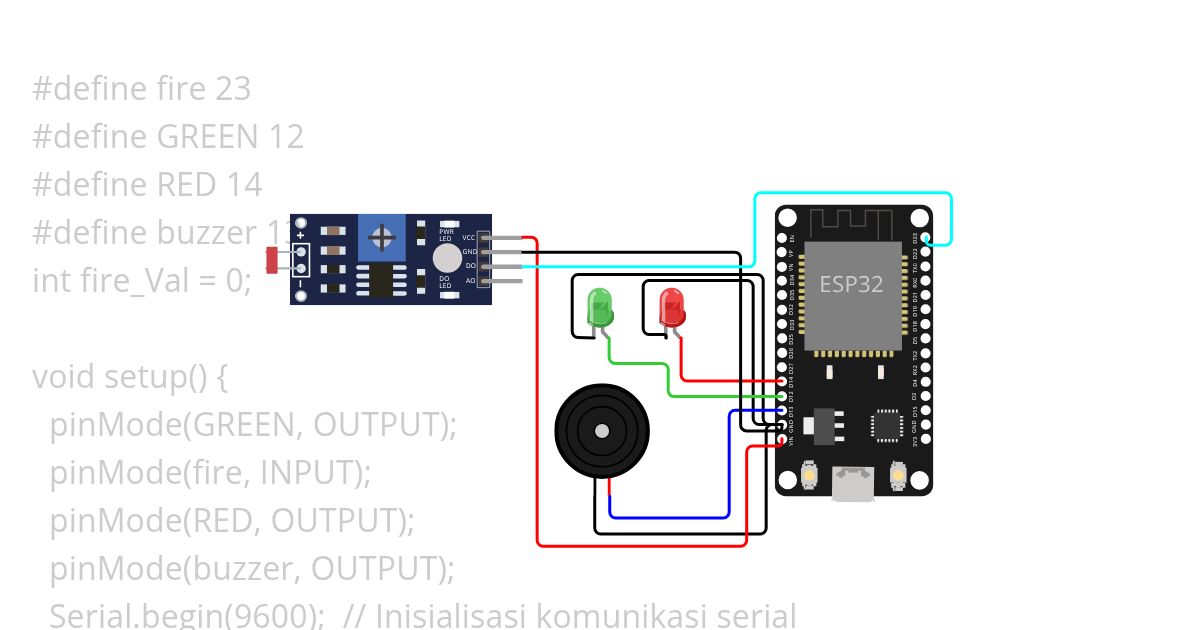 ESP32 ALARM KEBAKARAN simulation