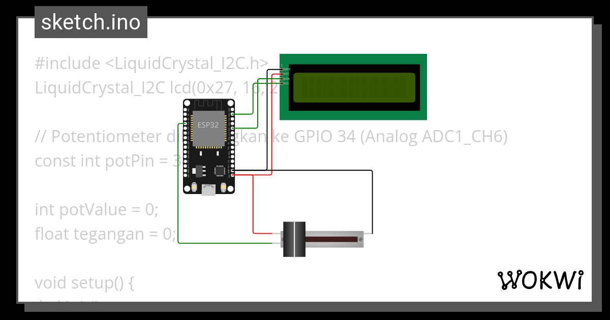 Potensio I2c With Esp32 Wokwi Esp32 Stm32 Arduino Simulator