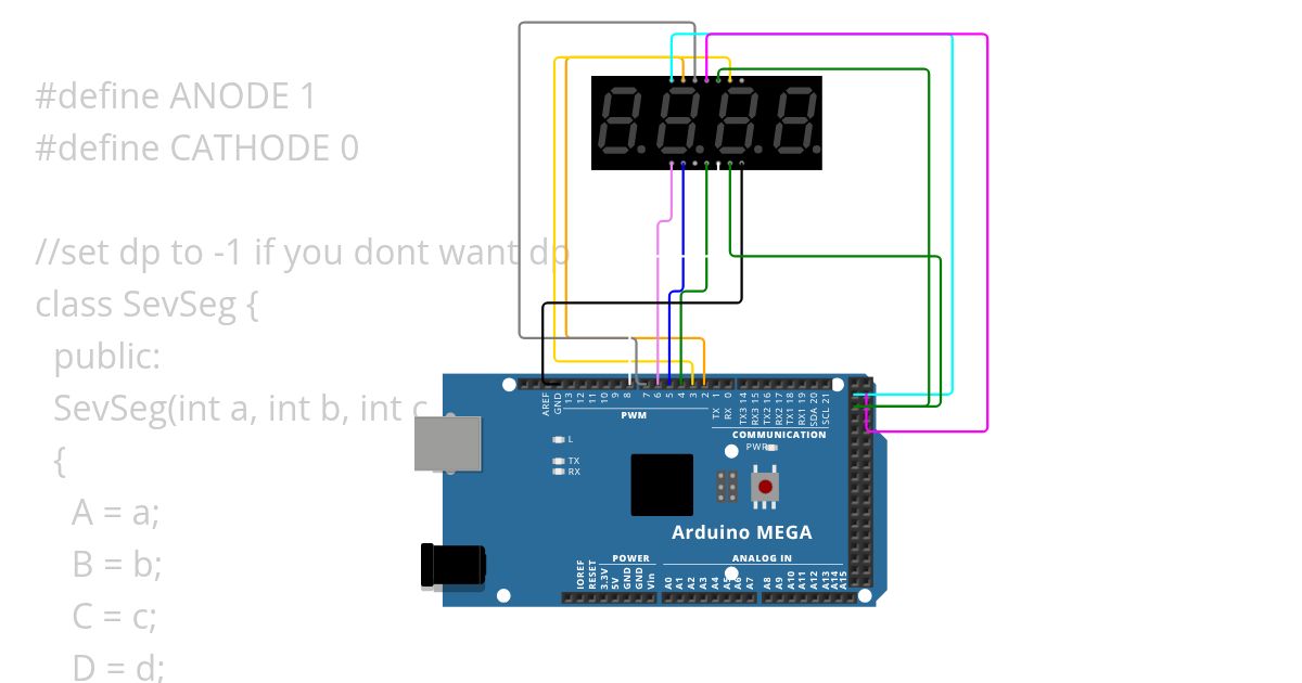 4x7 segment display simulation