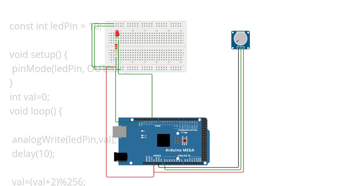 AnalogWrite LED Dim simulation