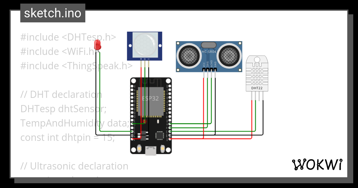 Ultrasonic & PIR Sensor with dynamic detection - Wokwi ESP32, STM32 ...