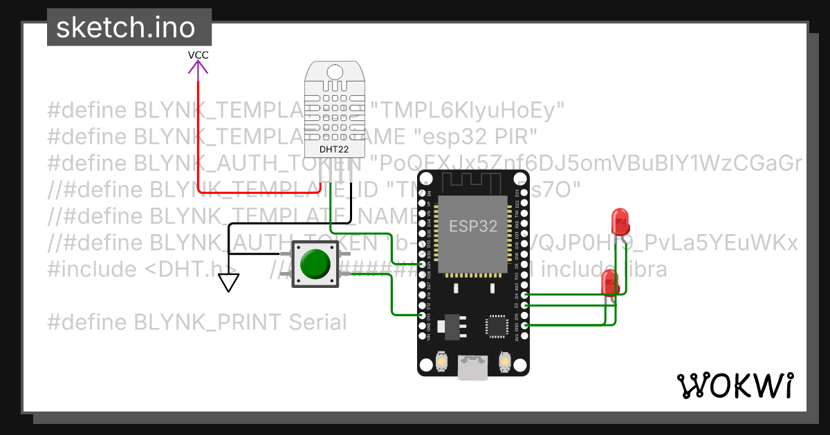 ESP32 Bylnk DHT22 wiw modiat Copy - Wokwi ESP32, STM32, Arduino Simulator