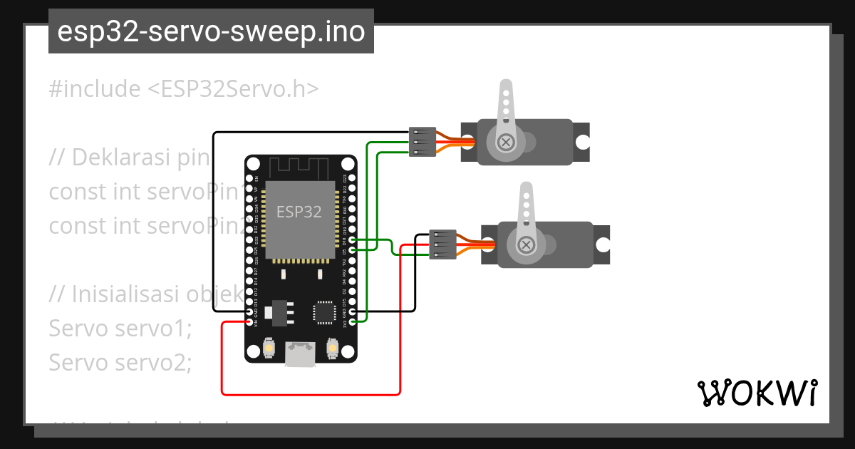 Two servo motor rk Wokwi ESP32, STM32, Arduino Simulator