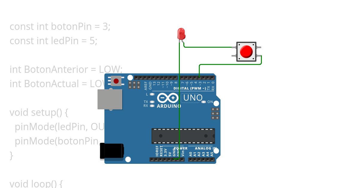 4 - LED más botón simulation