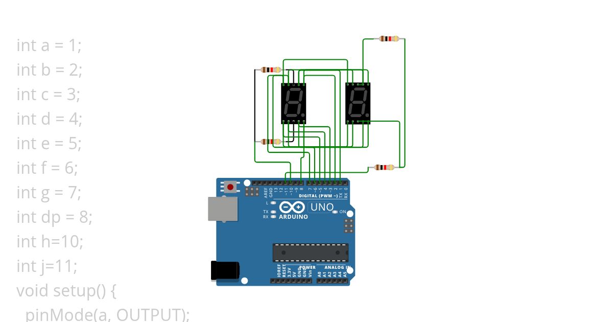 double 7 segment display simulation