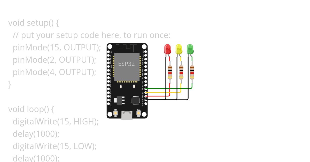 Membuat deret 3 lampu LED nyala bargantian/berurutan simulation
