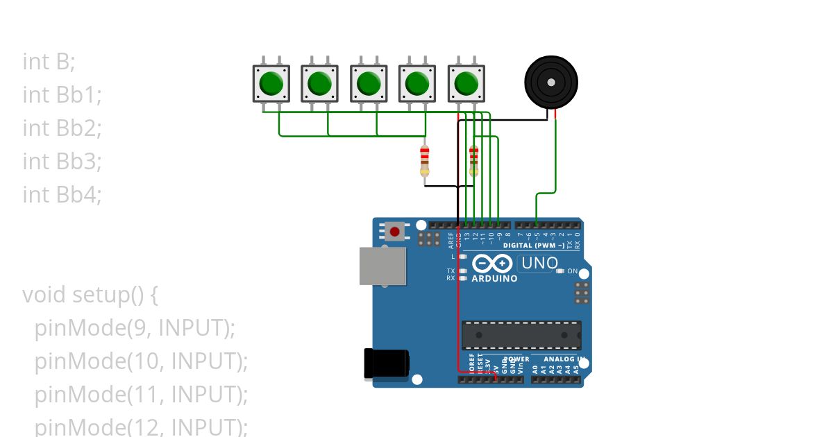 Buzzer varios botones simulation